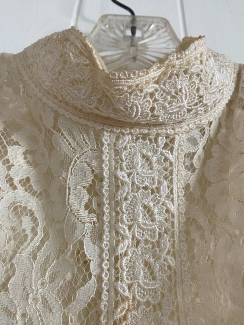 Vintage 80s Jessica McClintock Cream Lace Gown M - Picture 13 of 13